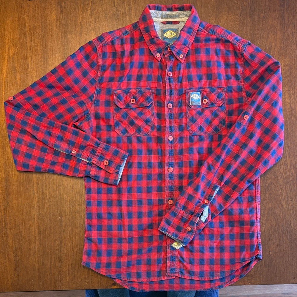 Superdry Red and Blue Plaid Men's Shirt